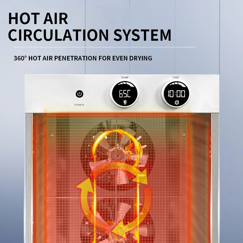 12 طبقة 2 في 1 مجفف طعام مقبض إلكتروني للتحكم 1200 وات مجفف قوي للفواكه والخضروات واللحوم والأسماك المتشنجة