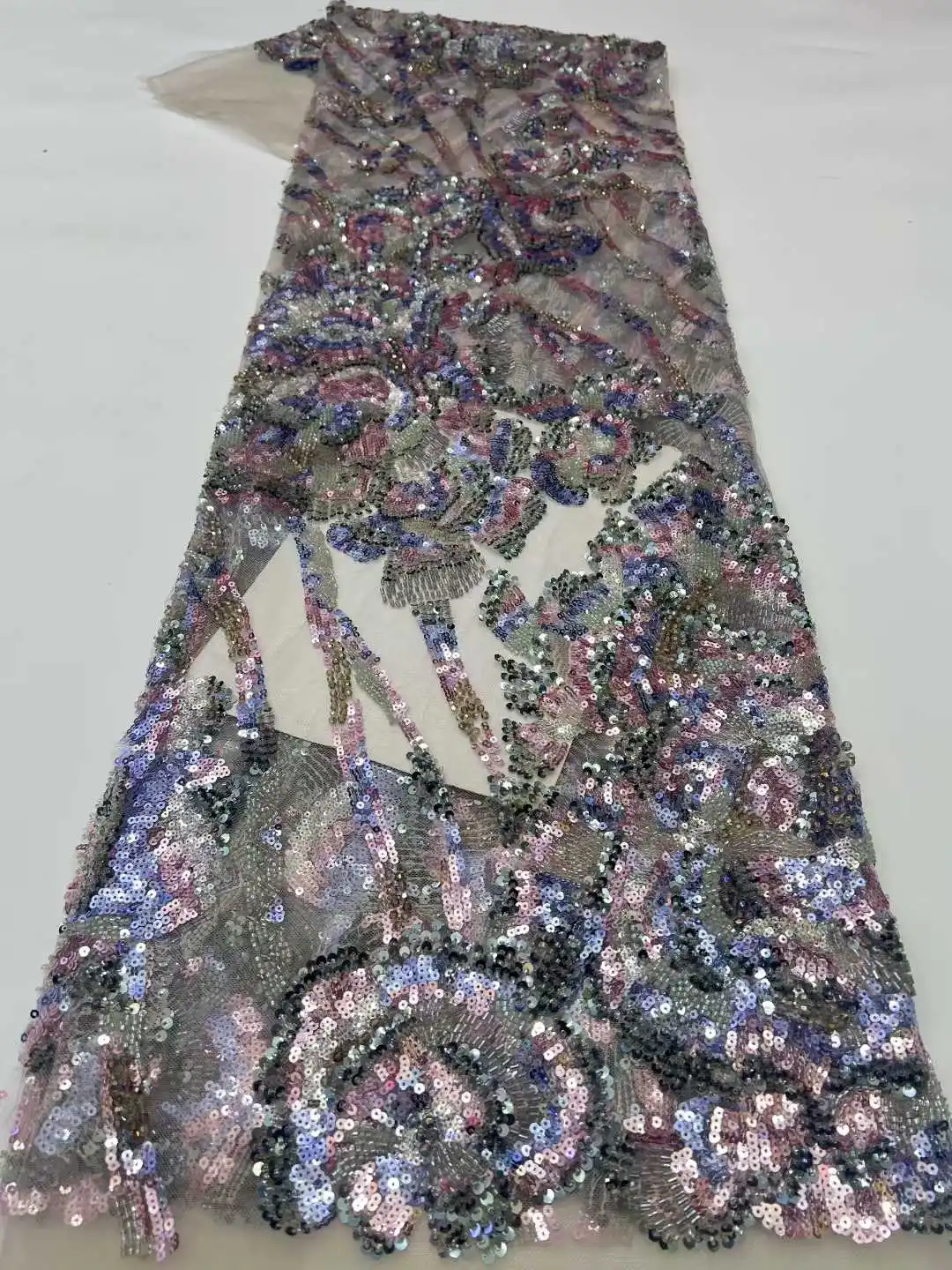 Luxury African Beads Lace Fabric 2026 Sequins Beaded Embroidery Nigerian Bridal High Quality French Heavy Lace Fabric for Dress