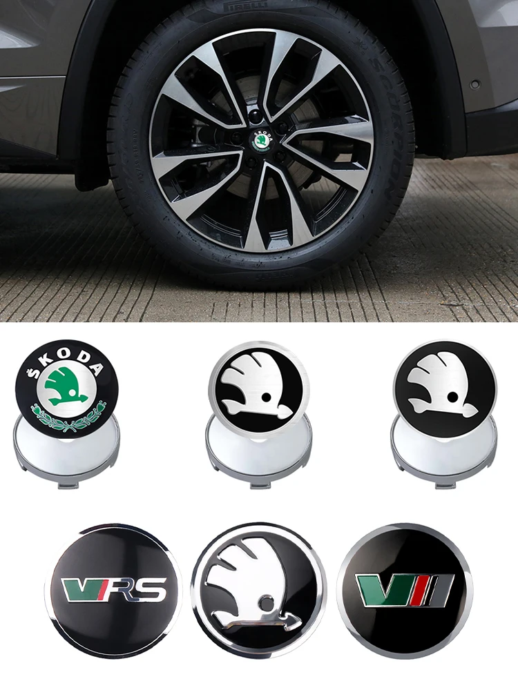 4 szt. 56/60/65/68MM Nakładki na felgi samochodowe, dekielki, naklejki na Skoda Rapid Scala Kodiaq Fabia Kamiq Karoq Octavia A5 A7 VRS VII — 2