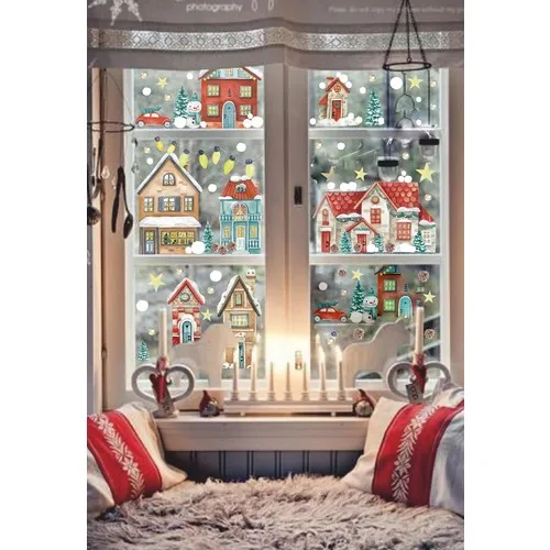 3msticker Christmas Snowy City New Year Kids Baby Room Sticker Set