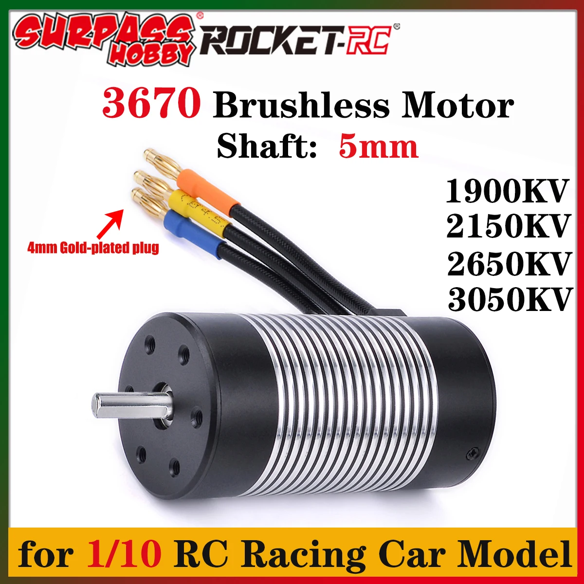 

Surpass Hobby Rocket 3670 3050KV 2650KV 2150KV 1900KV Водонепроницаемый бесщеточный двигатель с валом 5 мм для 1/10 RC автомобиля Грузовик Дрифт Гонки