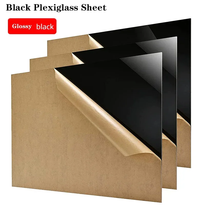 1PC Bright Black Acrylic Plexiglass Sheet Glass Acrylic Board Home DIY Plastic Plate Materials Home Decor Display Stand