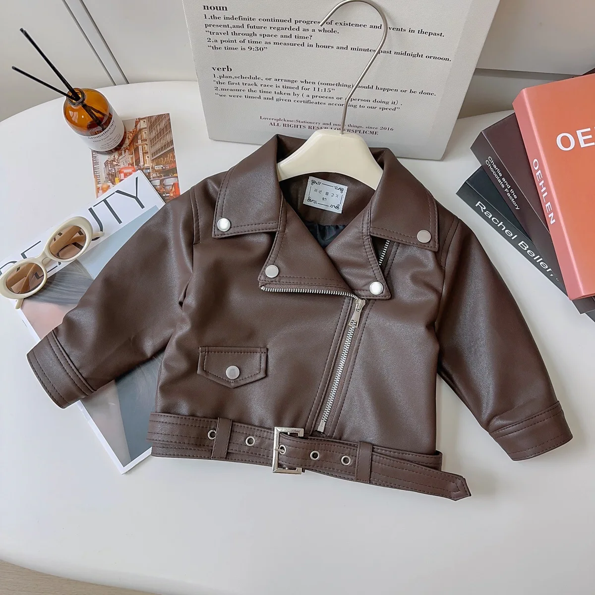 Fashion Korean Leather Jacket Spring Autumn Windproof Girls Coats Kids Girl Clothes Trend Locomotive Jackets Children's Clothing