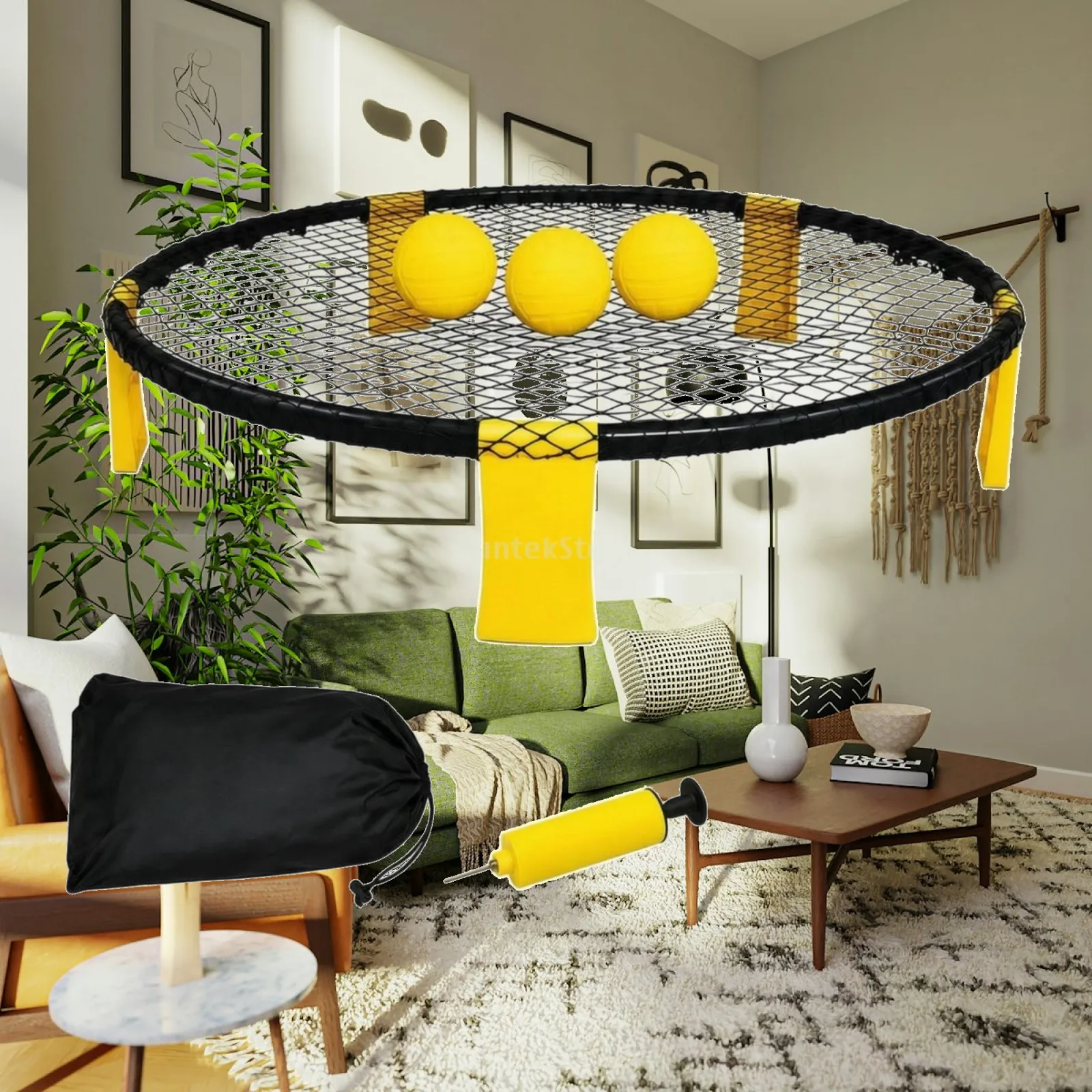 Outdoor Rebound Ball Game Set Portable Rebound Net Game with PVC Balls for Beach, Backyard