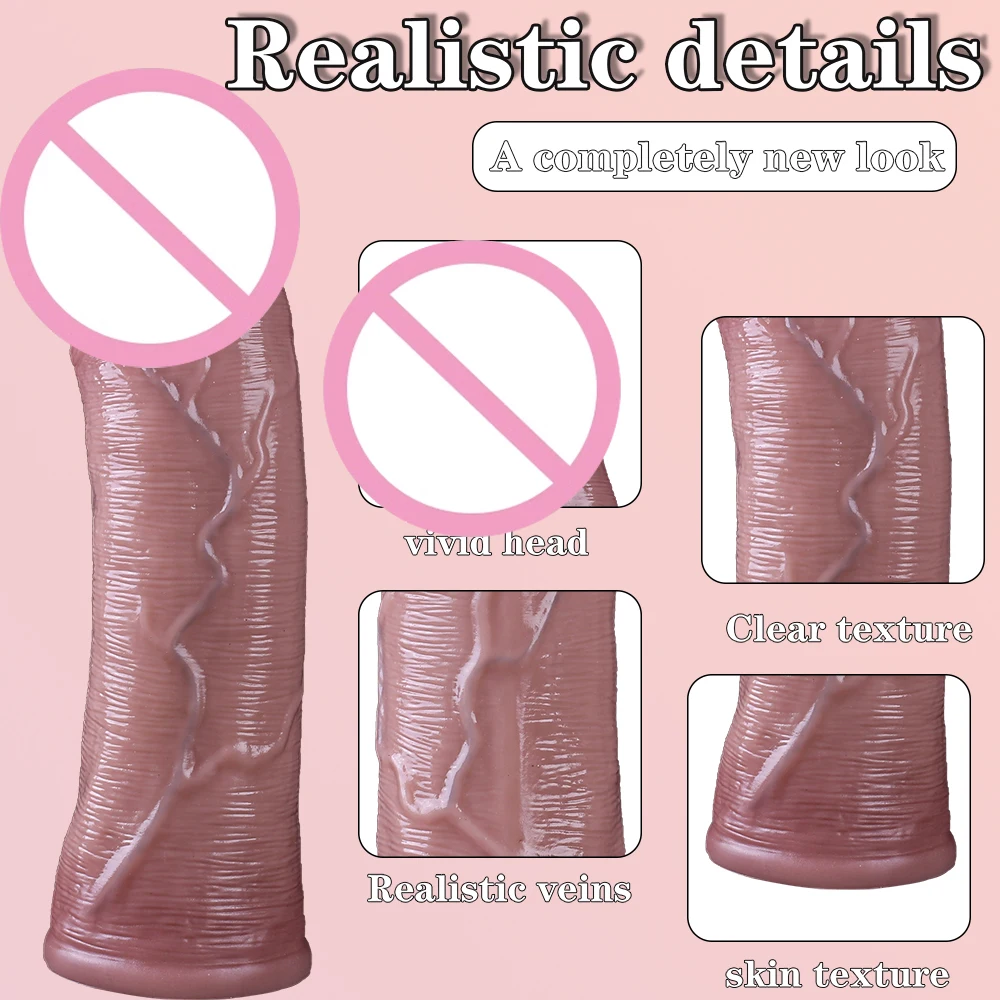 Long Big Penis Sleeve Male Thick Penis Sleeve Realistic Penis Soft Flexible Liquid Silicone Real Skin Texture Couples Bedroom Fun Adult Sex Toy Male Products view 5