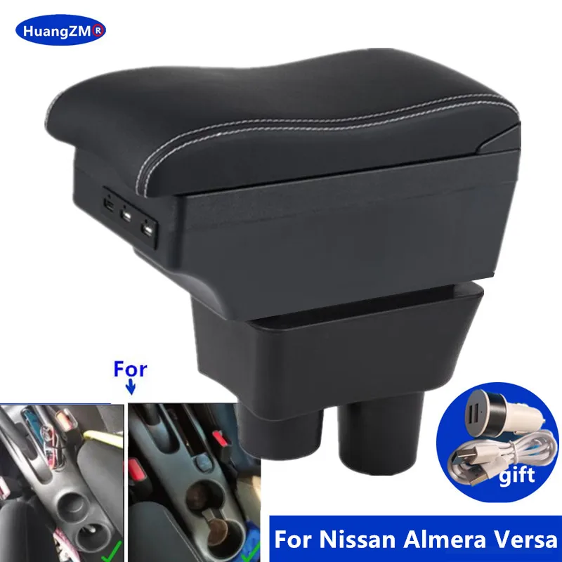 Caja de reposabrazos de coche para Nissan Versa, reposabrazos para Nissan Almera Versa, caja de almacenamiento, accesorios de reequipamiento Interior dedicados para coche