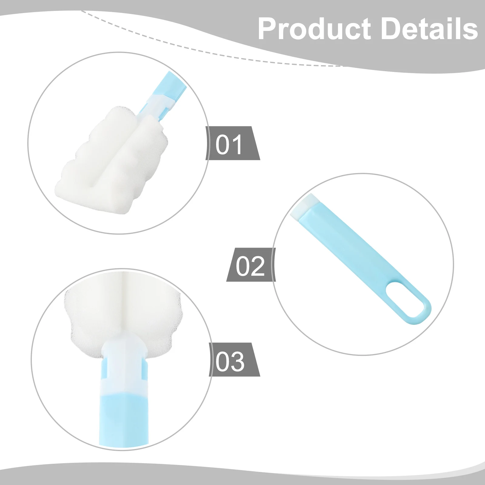 Sponge Handle Brush Foam Glass Insulated Cup Bottle Baby Bottle Cleaning Brush Sponge Length 8cm ﻿Handle Length 12cm