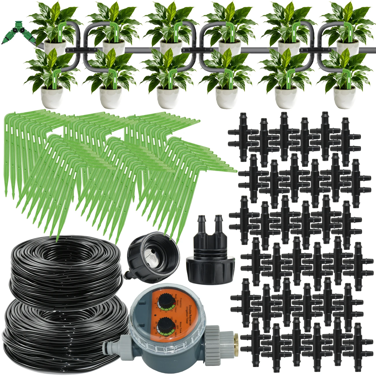 KESLA Garden Automatic Watering Drip Irrigation System Kit 1/4'' to 3/5mm Hose Dripper Bend Arrow for Potted Plant Bonsai Flower