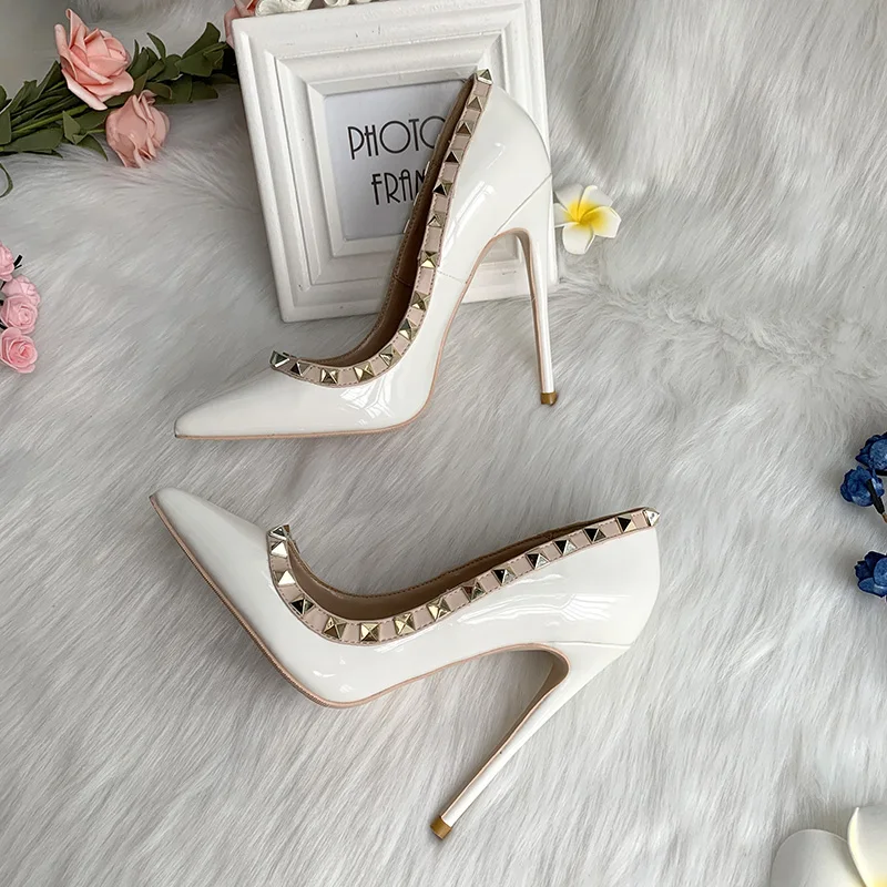 Free Shipping 2023 New Collection White Black Nude Women's Elegant 12cm Super High Heel Pump Social  Ladies Shoes Small Big Size