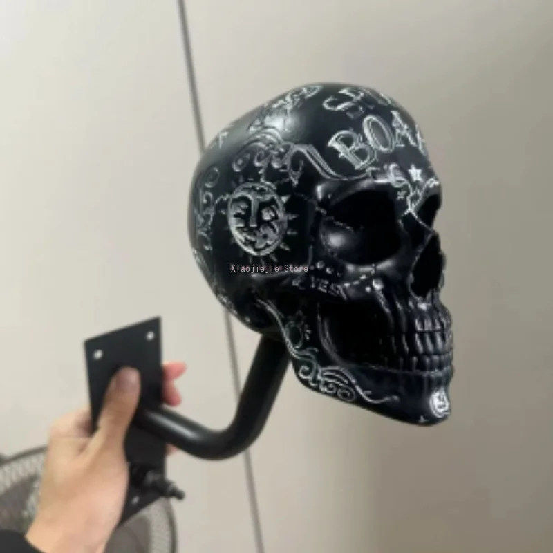 AliExpress NONE Vintage Skull Helmet Wall Mount Resin Motorcycle Helmet Holder Gothic Wall Decor Bike Gear Storage Rack Novelty Biker Gift