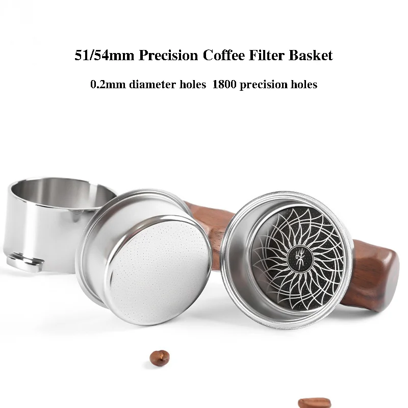 Precision High Extraction Espresso Basket Filter, 0.2mm Diameter 1800 Precision Holes Filter Basket for 51/54mm Portafilter