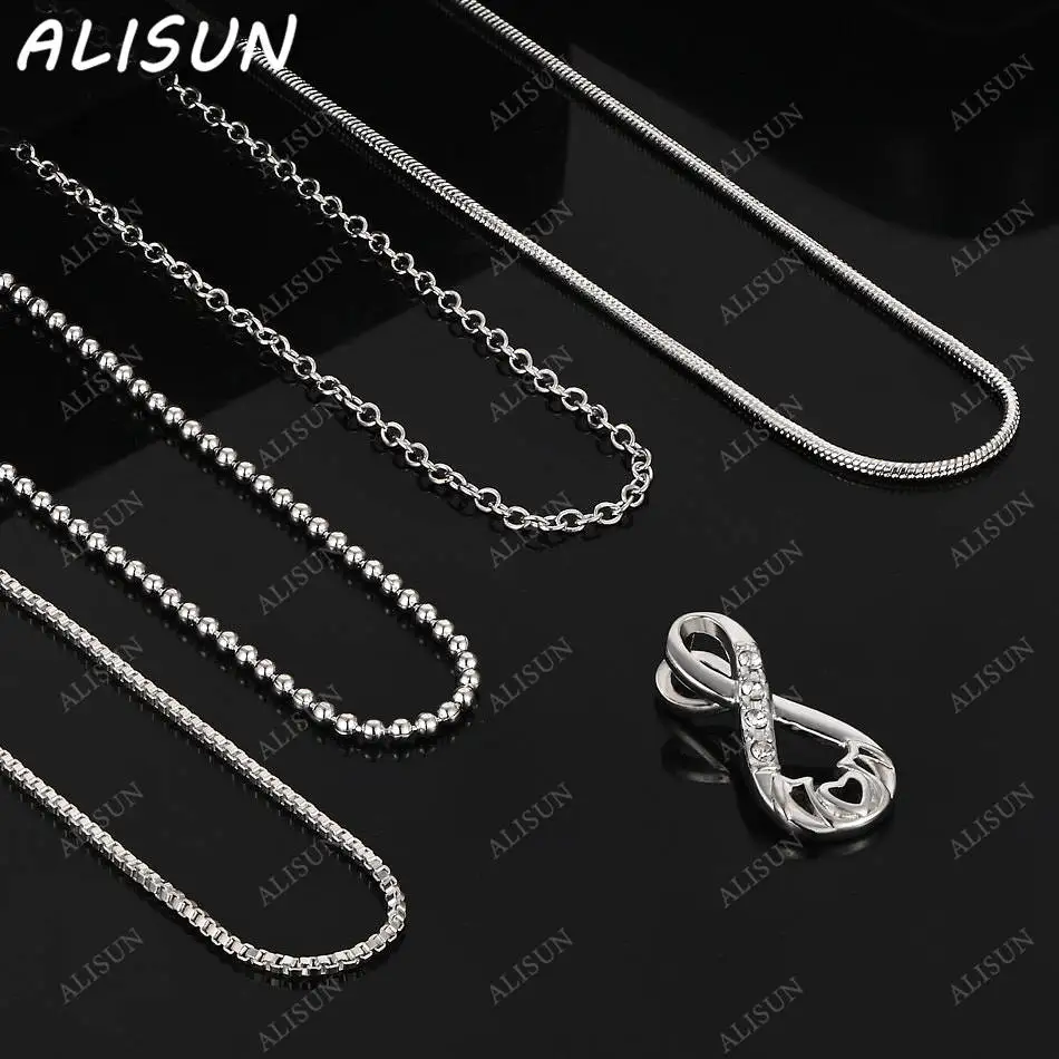 

ALISUN 40-75cm 925 Sterling Silver Zircon Pendant Necklace For Women Men Anniversary Gift Popular Wild Fashion Romantic Jewelry