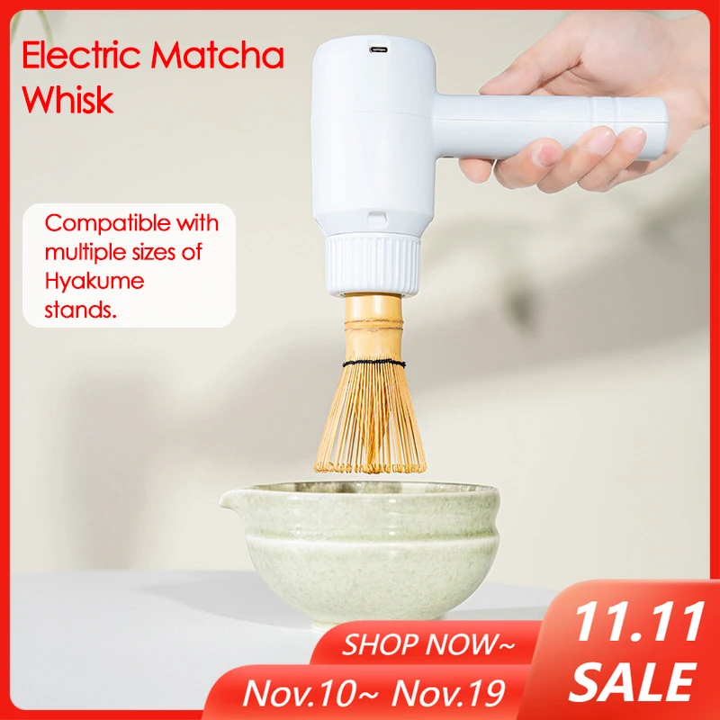 

Белый электрический инструмент для быстрого взбивания матча, беспроводной интерфейс Type-C, перезаряжаемый электрический прибор для взбивания матча с одной кнопкой