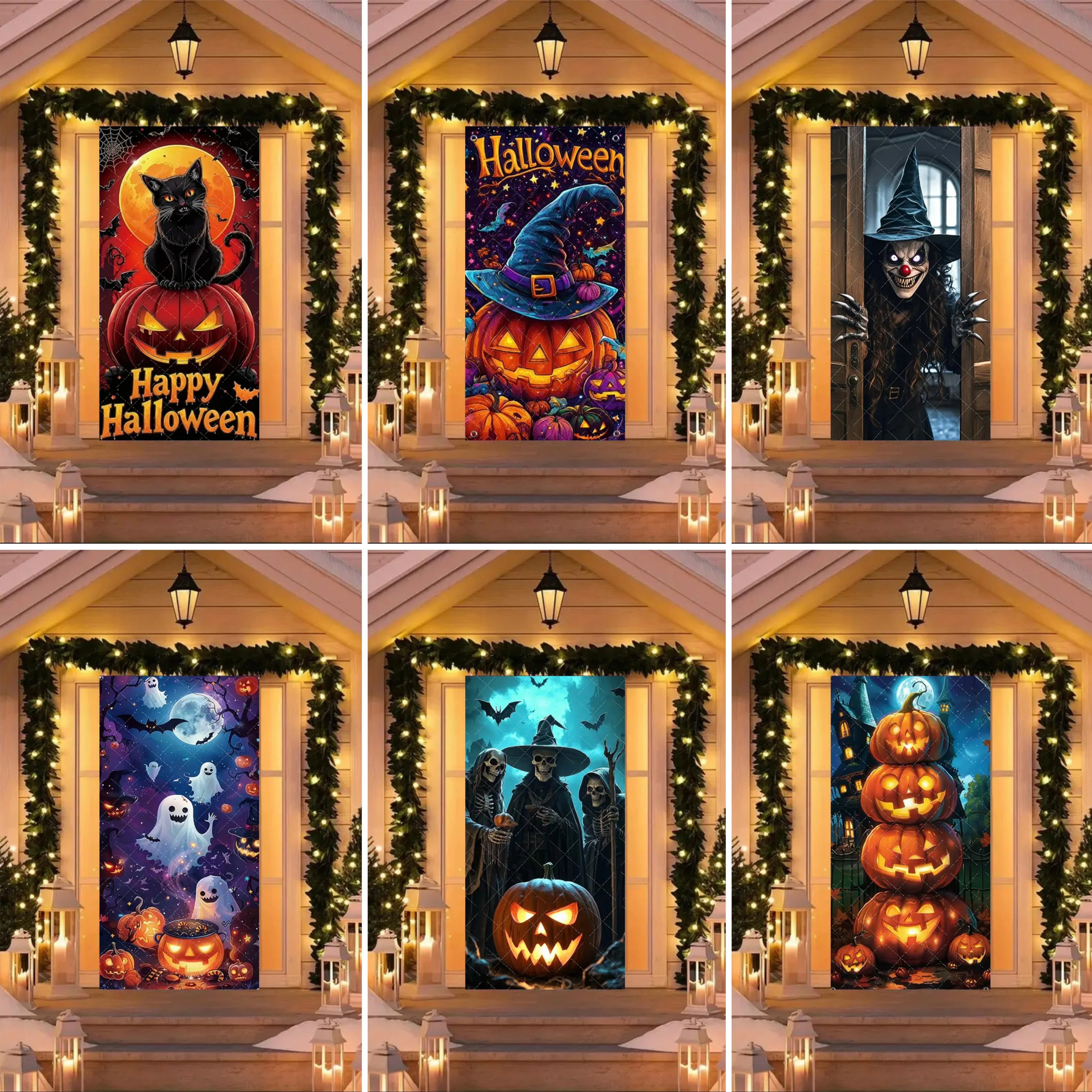 

Halloween Party Decor Background Door Flag Halloween Bloody Horror Haunted House Ghost Photo Decor Prop Porch Decor Backdrop