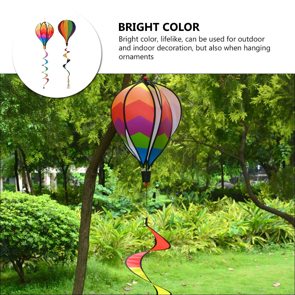 2 Pcs Summer Hot Air Balloon Wind Strips Sequin Solid Color Windmill Rotating Colorful Garden Decoration 2pcs