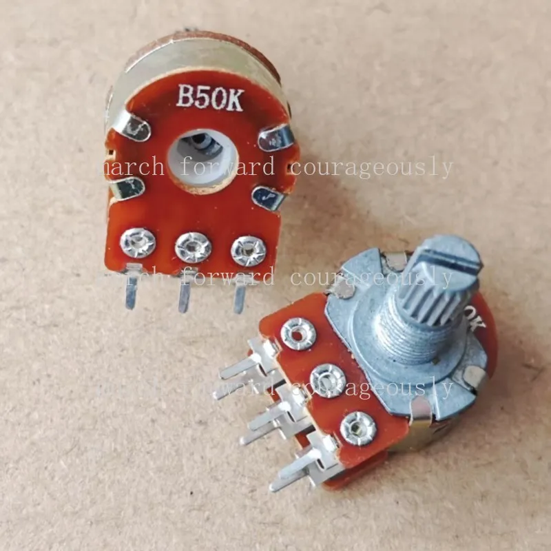 10pcs 148-type dual potentiometer B50K Volume 6-pin potentiometer B503 Handle length 15MM