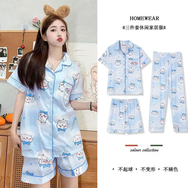 

New Kawaii Chiikawas Pajamas Summer Cartoon Short Sleeved Shorts Student Home Suit Anime Cartoon Ins Cute Girl Birthday Gift