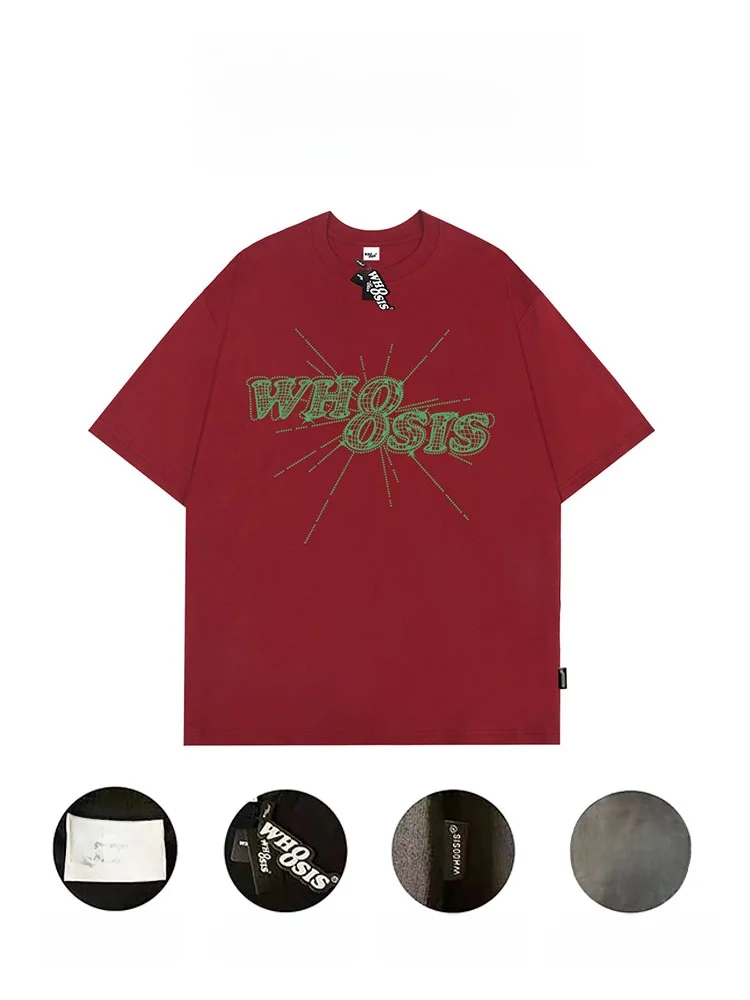 Whoosis (اسم غير معروف) 8-كلمة شعار الماس ضوء الكرة قصيرة الأكمام تي شيرت الذكور زوجين الشارع الموضة الوطنية الترفيه