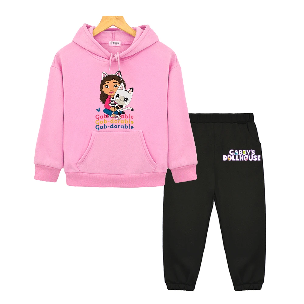 

Gabby's Dollhouse boy girl Hooded Sets 2pcs Anime hoodie Fleece sweatshirt Autumn Tops+pants Casual Jacket kids boutique clothes