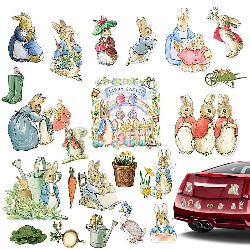 Easter Magnets 22pcs Easter Bunny Rabbit Magnet Sticker Blackboard And Mailbox Magnets Easter Party Supplies