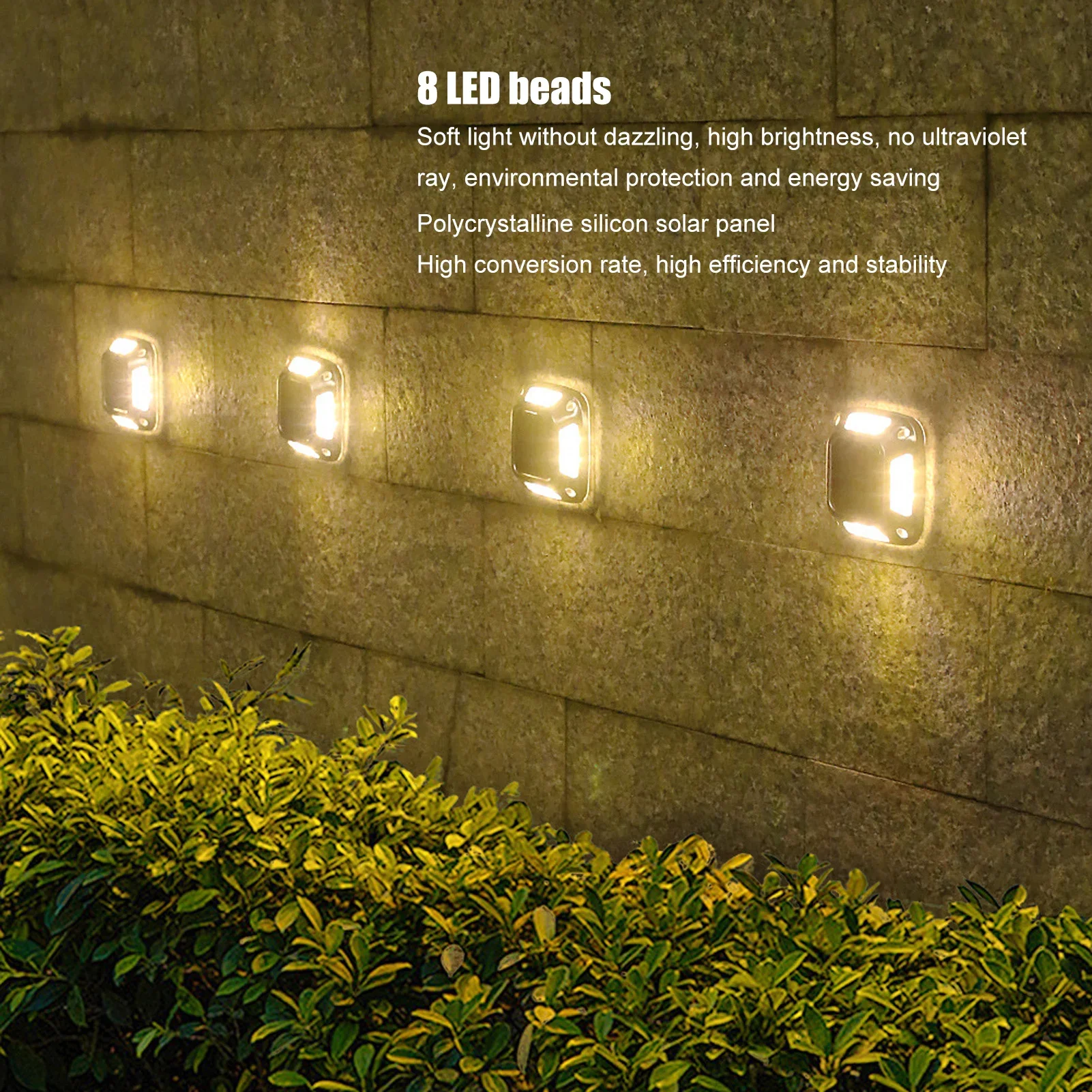 8 LEDs Solar Ground Light Solar Light Waterproof Warm Light Solar Garden Lamp Outdoor Courtyards Driveway Marker Light