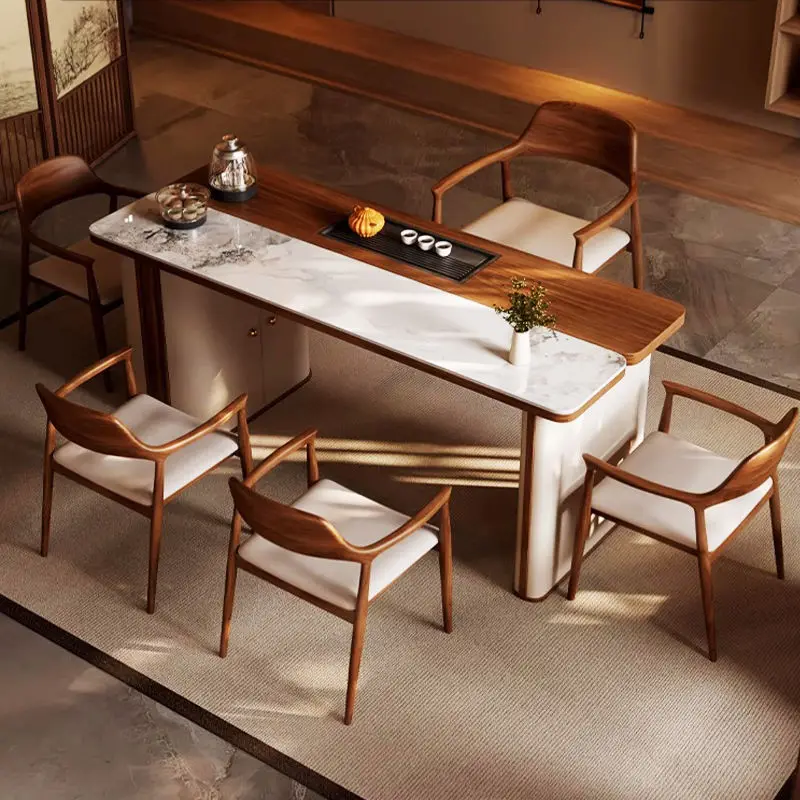 

Modern, simple, balcony, home, office, integrated, coffee table, solid wood, tea table and chair combination