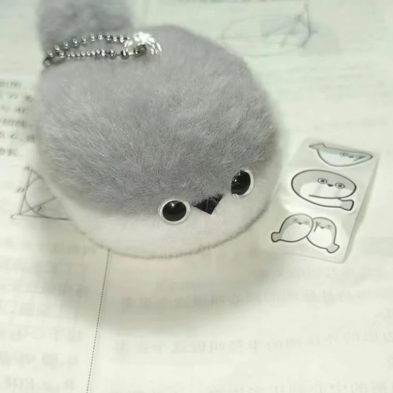 Cartoon Cute Squeaking Sakaban Fish Plush Keychain Soft Stuffed Flat Fish Voice Pendant Bag Decoration Car Key Ring Girls Gift