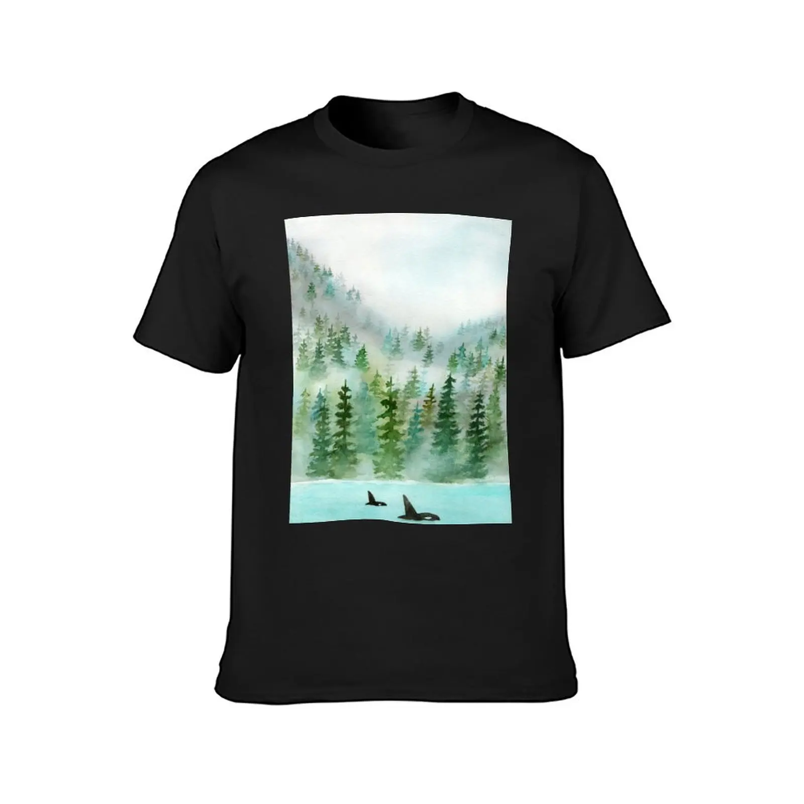 Pinetrees and Orcas T-Shirt sublime anime clothes customs men clothing