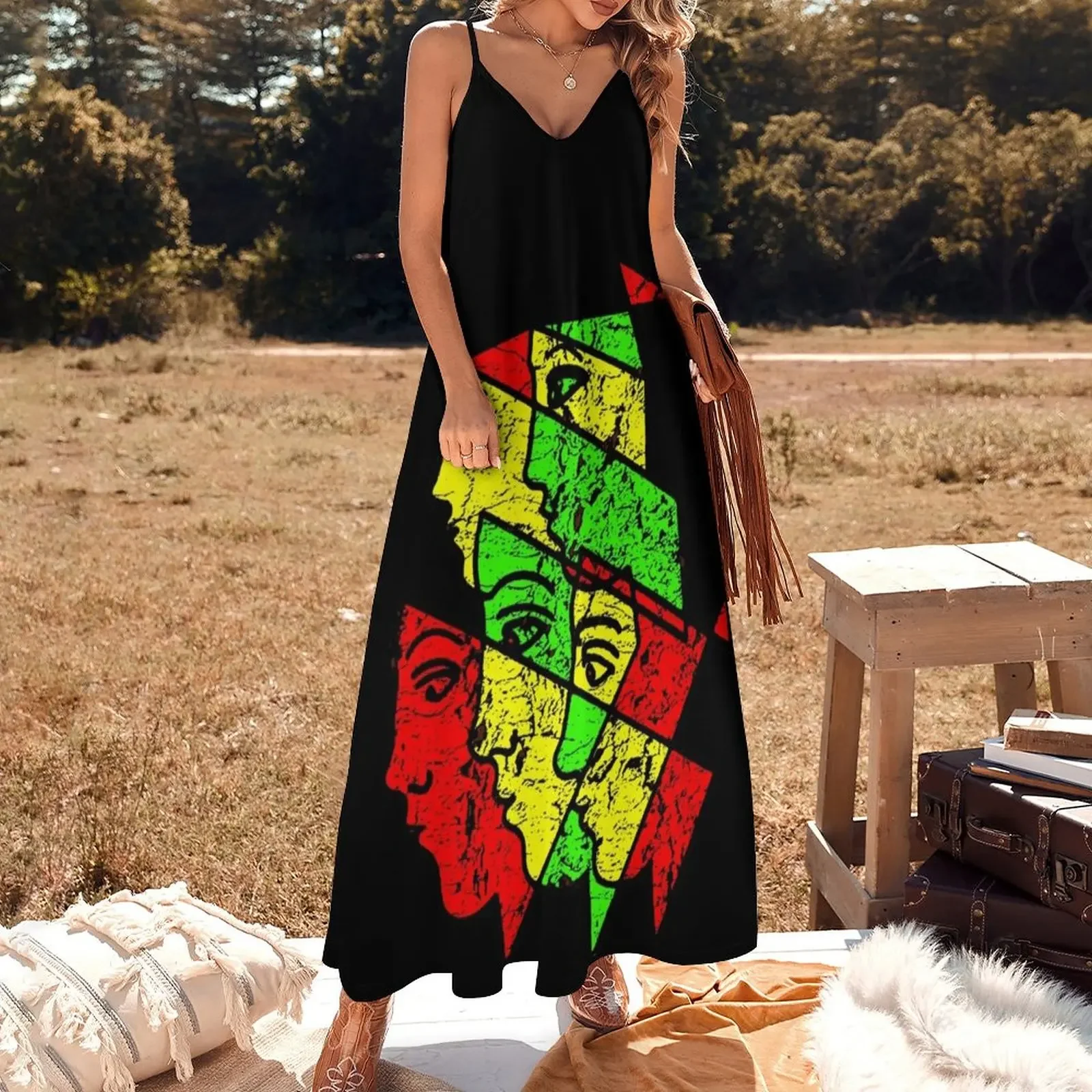 Rasta Faces Sleeveless Dress loose women's dress evening dress woman elegant chic wedding evening dresses