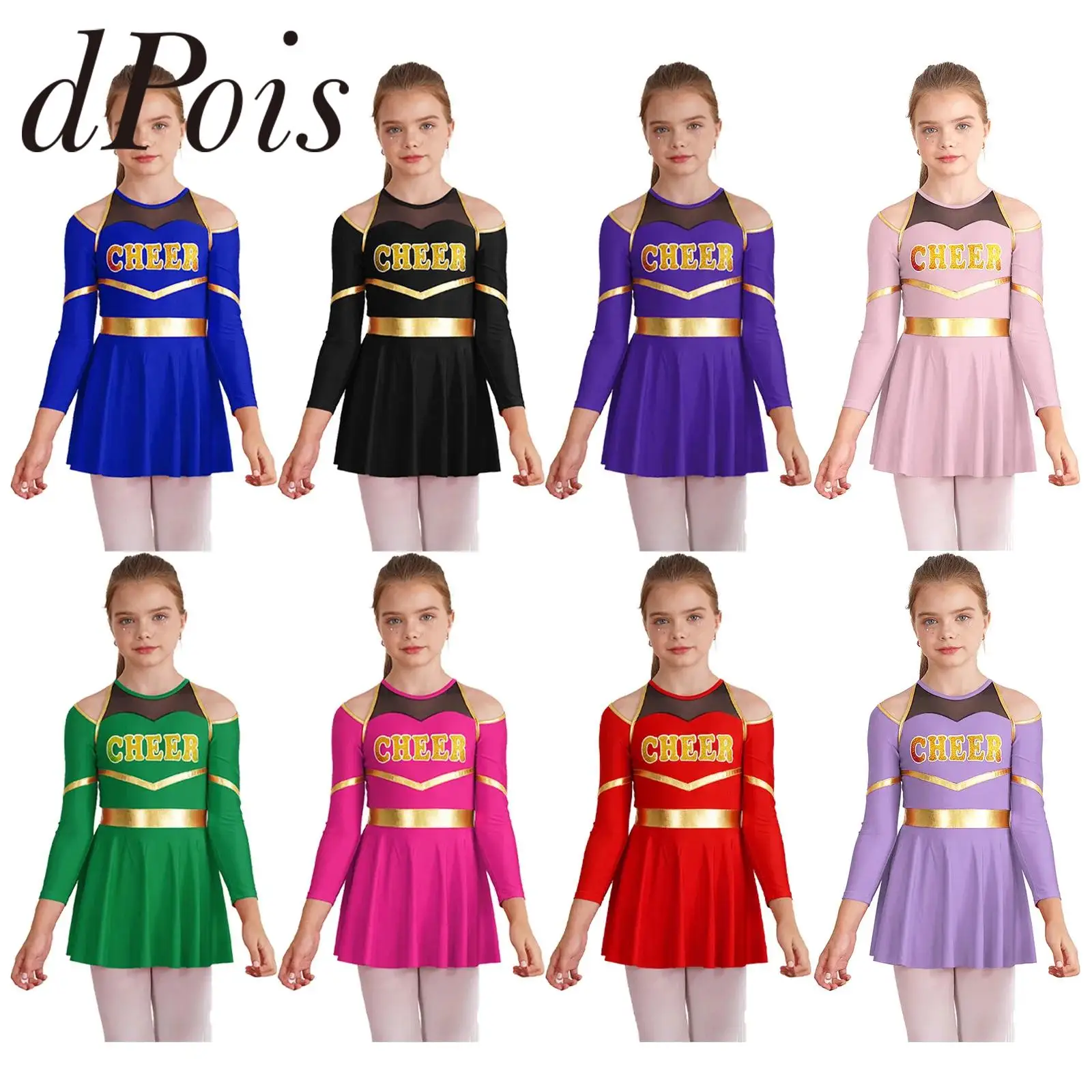 Kids Cheerleading Uniform Dress School Girls Cheerleader Costumes Children Cheering Team Clothes Sets for Dancing Competition