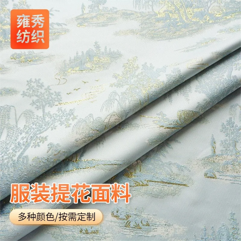 

Yarn-dyed jacquard women's clothing fabric Chinese-style dress and Hanfu new