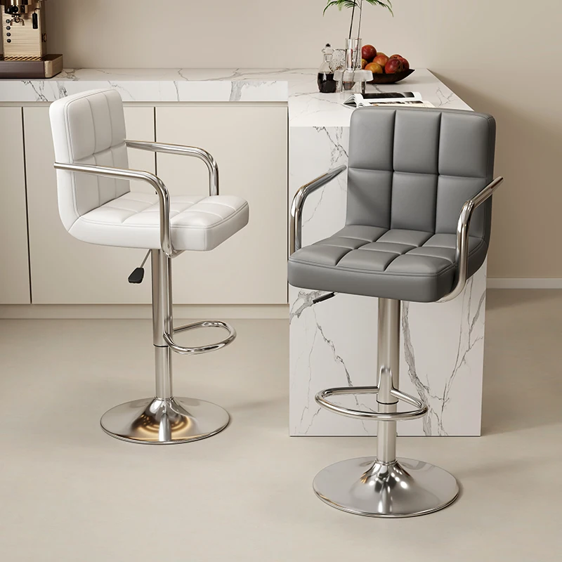 

Steel Silver Bar Chair Nordic Modern Swivel Comfortable Luxury Bar Chair High Back Quality Sillas Para Barra De Cocina Furniture