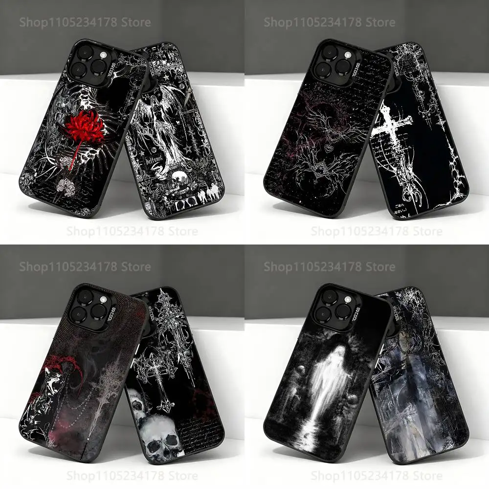 Gothic Coquette Cyber Sigilism Cross Black Phone Case Compatible with iPhone 17 16 15 14 13 12 11, Pro, Max, Plus, E, Air, Mini