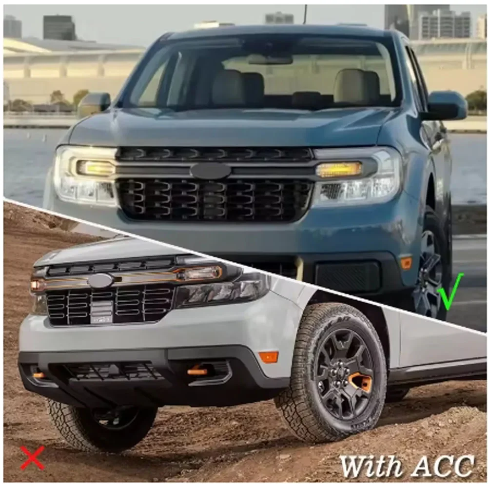 Front Grill With Lights Bar Fits For Ford Maverick 2022-2024 Racing grill