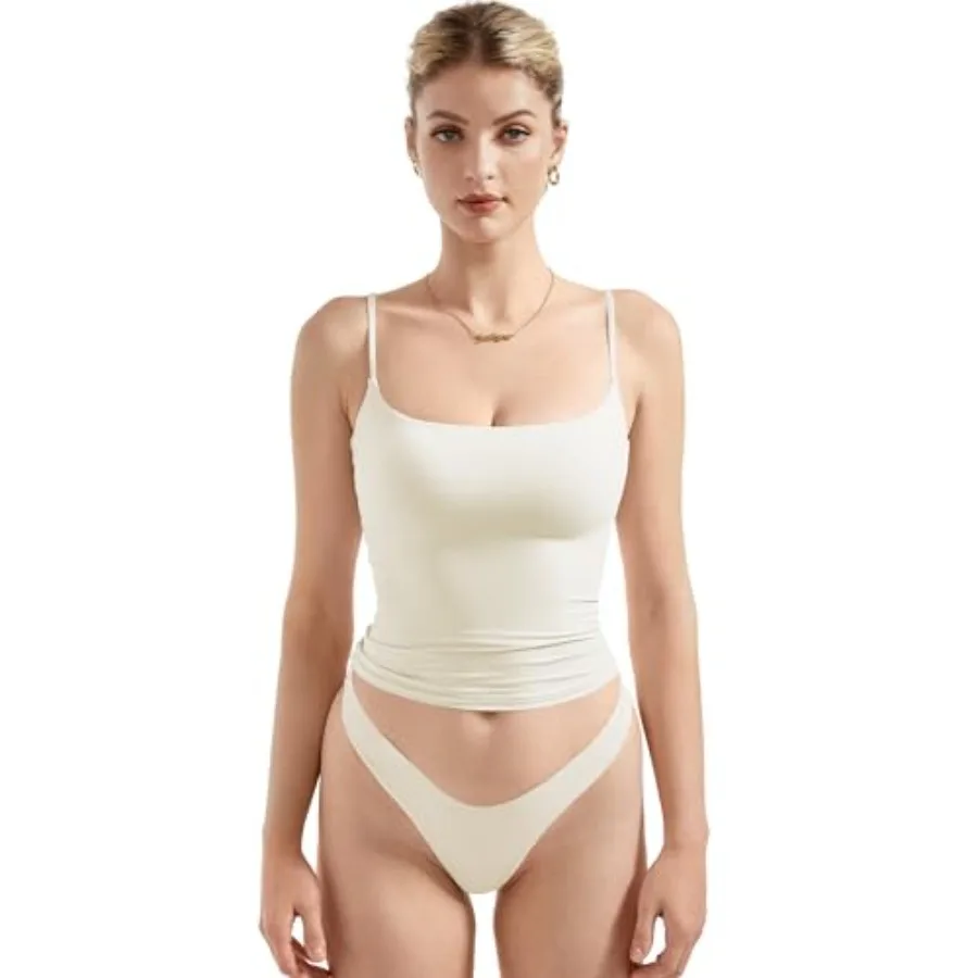 

SUUKSESS Women Double Line Square Neck Tank Top Summer Y2K Going Out Basic Cami Shirt