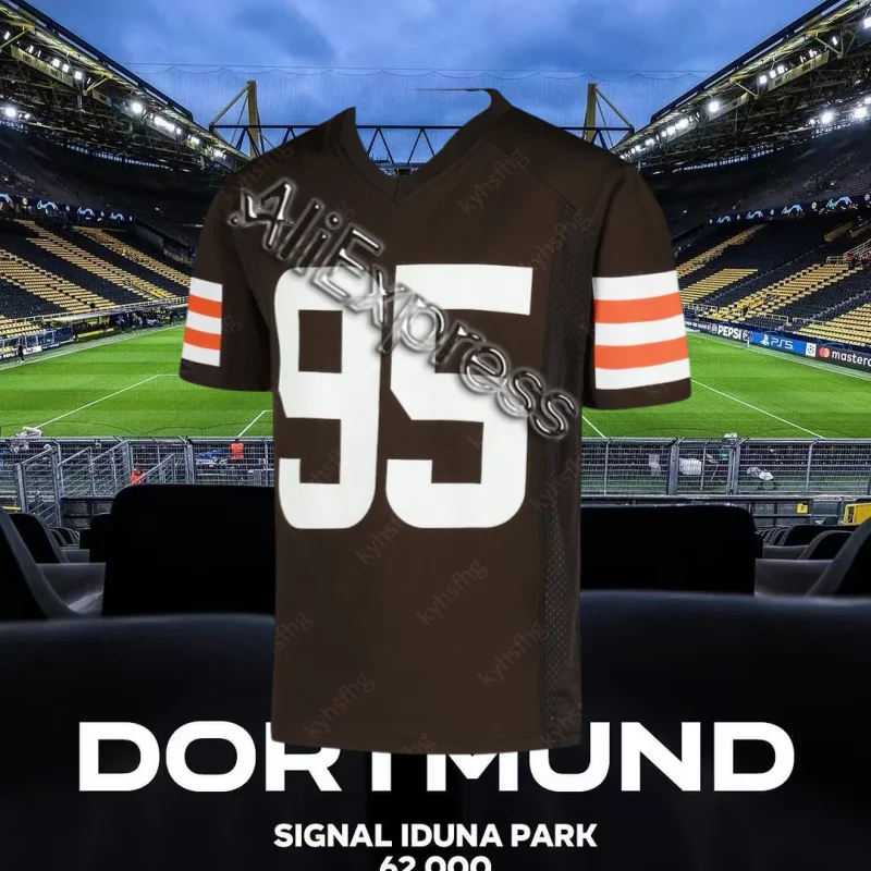 

MOTO 25 Summer Adult Cleveland American Football Jersey Rugby Jersey Sportswear Training Jersey Browns Garrett Number 95 T-shirt