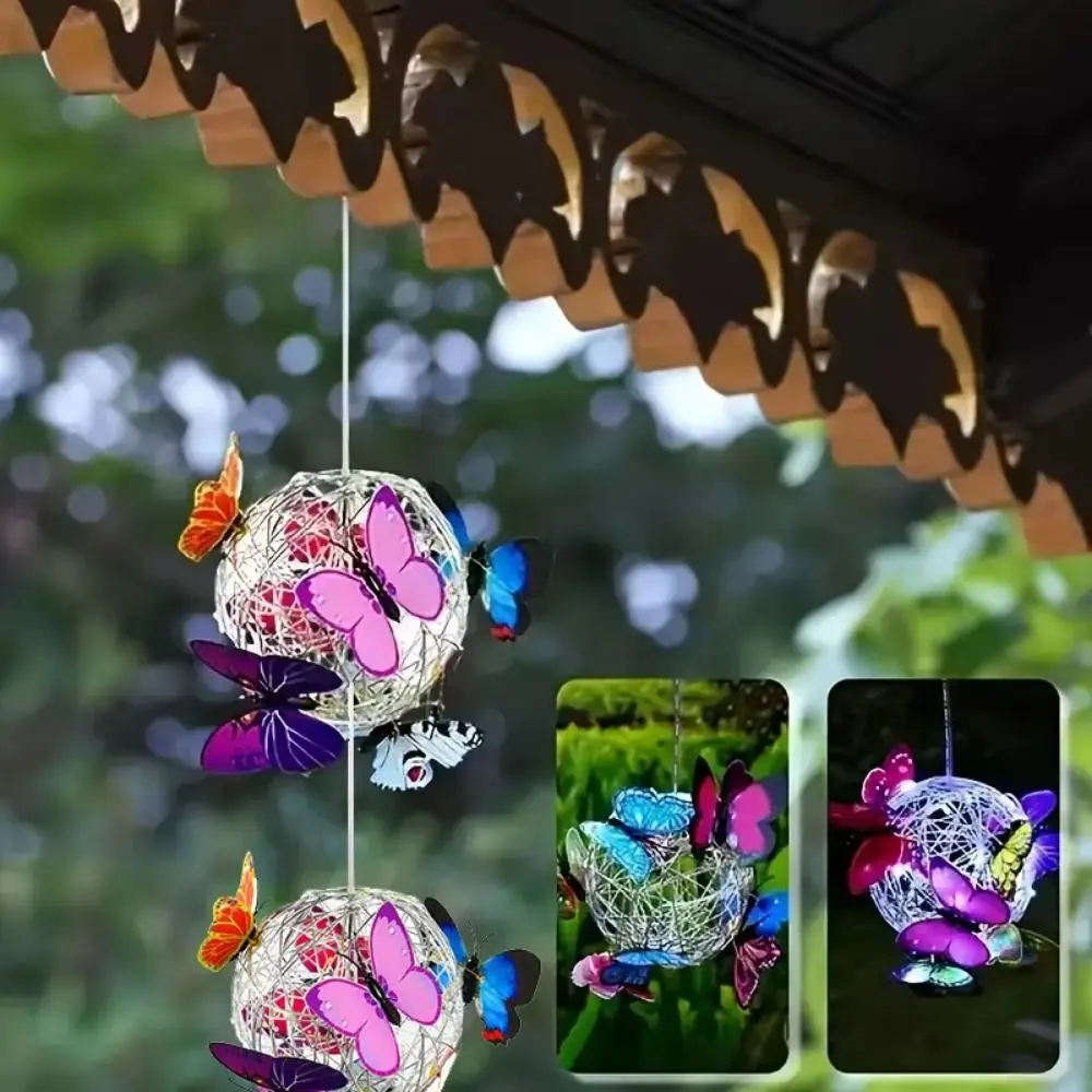 

Waterproof Solar Butterfly Ball Light Solar-Powered Colorful Butterfly Solar Hanging Light Decorative Glowing Spherical