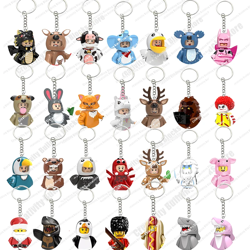 

New Keychain Hot Series Classic Movies Girls Cow Boy Girls 3D Model DIY Building Block toy Model Children's Toy Gifts