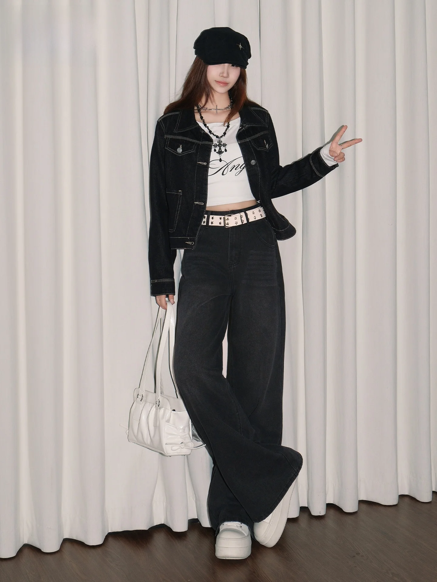 

Серые женские джинсы в американском ретро-стиле, широкие, прямые, длинные, летние, повседневные, с эффектом похудения, с естественной талией, из денима