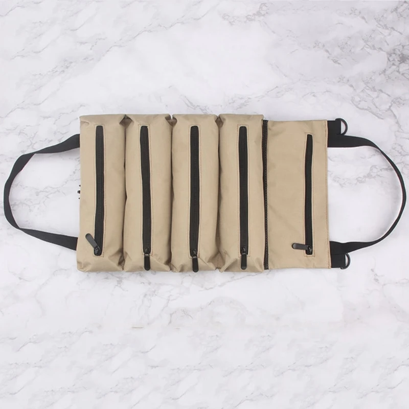 Electricians Tool Bag Portable Canvas Bag 5 Zipper Pockets for Car Motorcycle