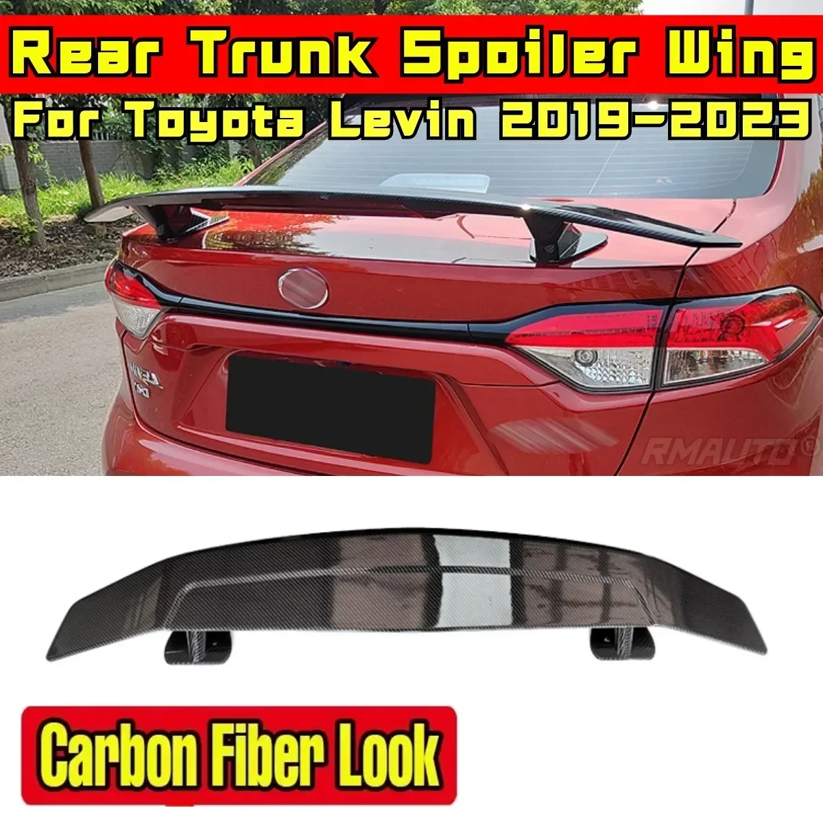 For Toyota LEVIN 2019 2020 2021 2022 2023 Rear Spoiler Wing Modification Part ABS Plastic Car Rear Roof Spoiler Car Accessories