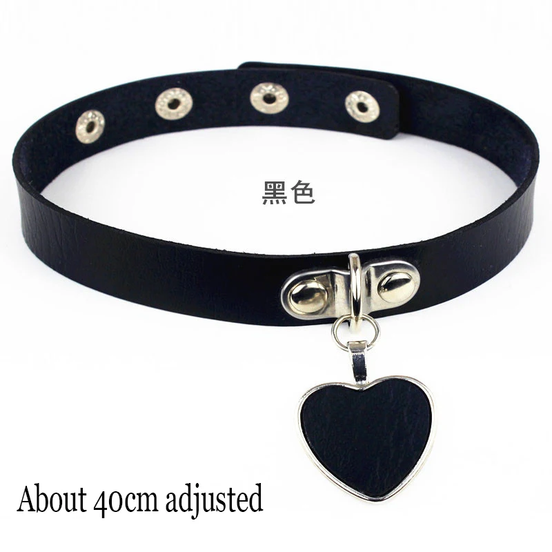 Frau Schwarz Punk Choker Kragen Halskette Sexy PU Leder Herz Lock Schlüssel Spike Chocker Gothic Cosplay Zubehör Partei Schmuck