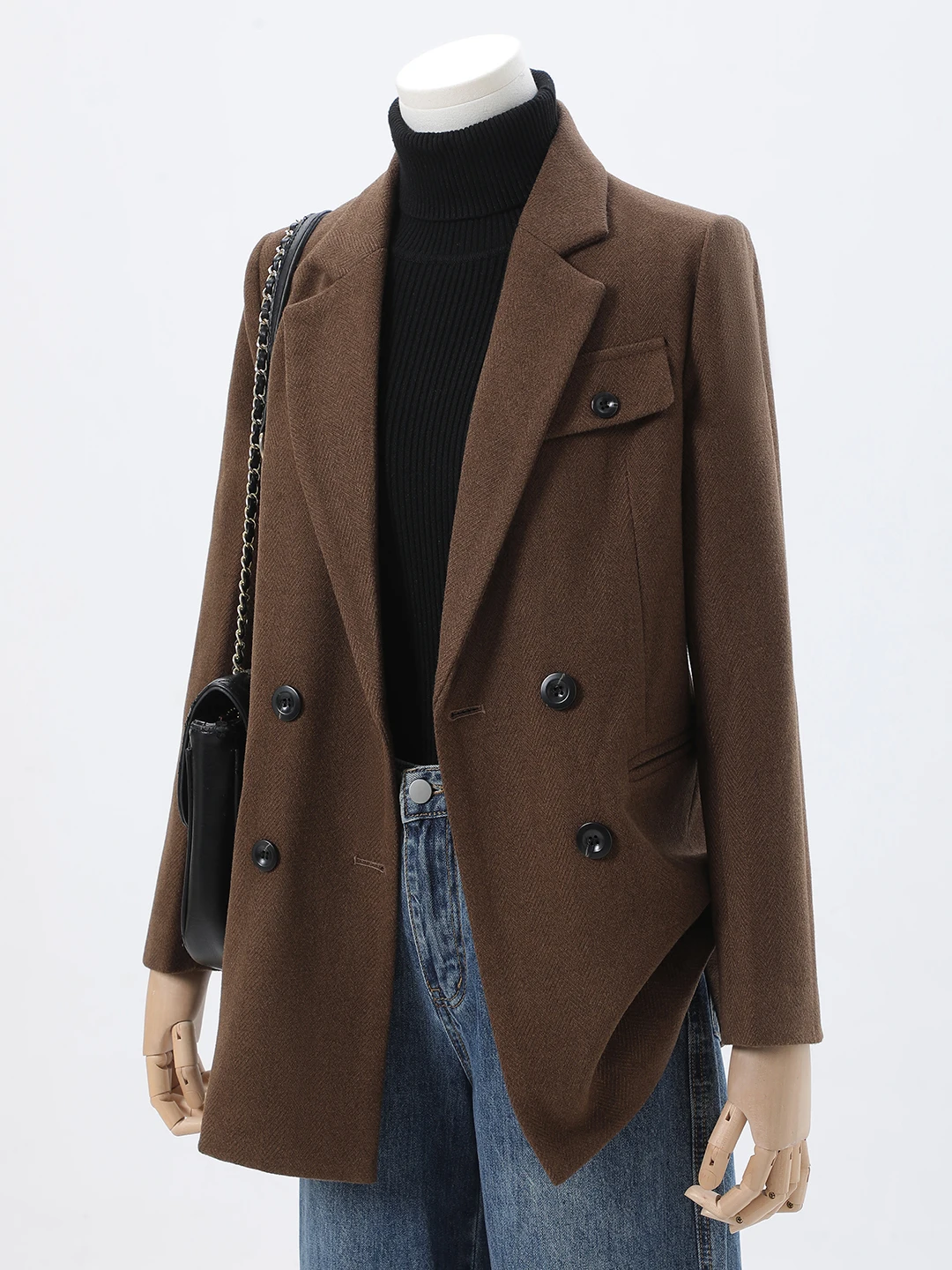 

Elegant Woolen Suit Jacket Women's Autumn Winter New Simple Dry Professional Commute Formal Workwear Polyester Fiber Long Sleeve