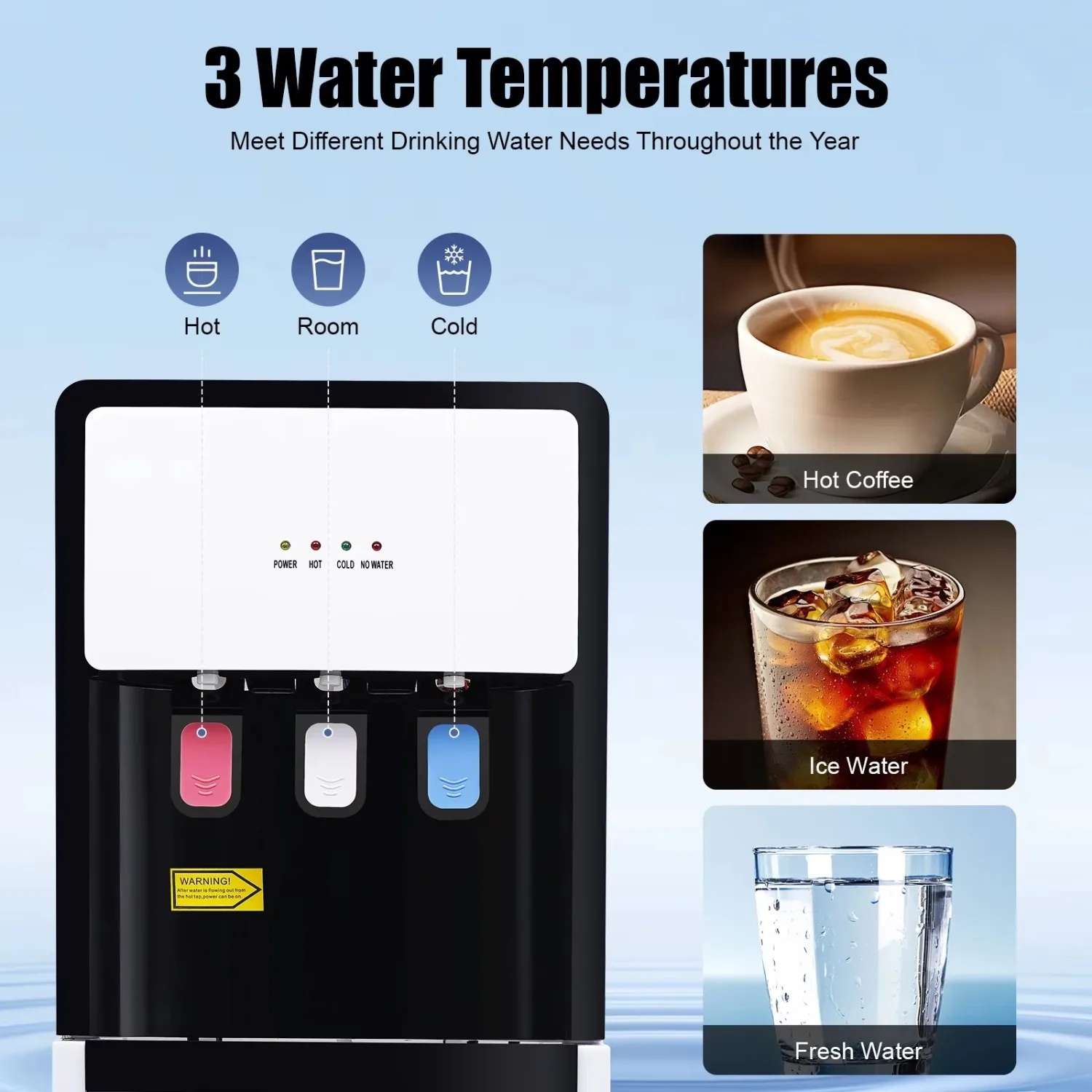 BYMAOCAR 500W Heiß- und Kaltwasserspender, Wasserkühler mit Bodenbeladung und Trockenlaufschutz, 85~95 ° C-Heizung