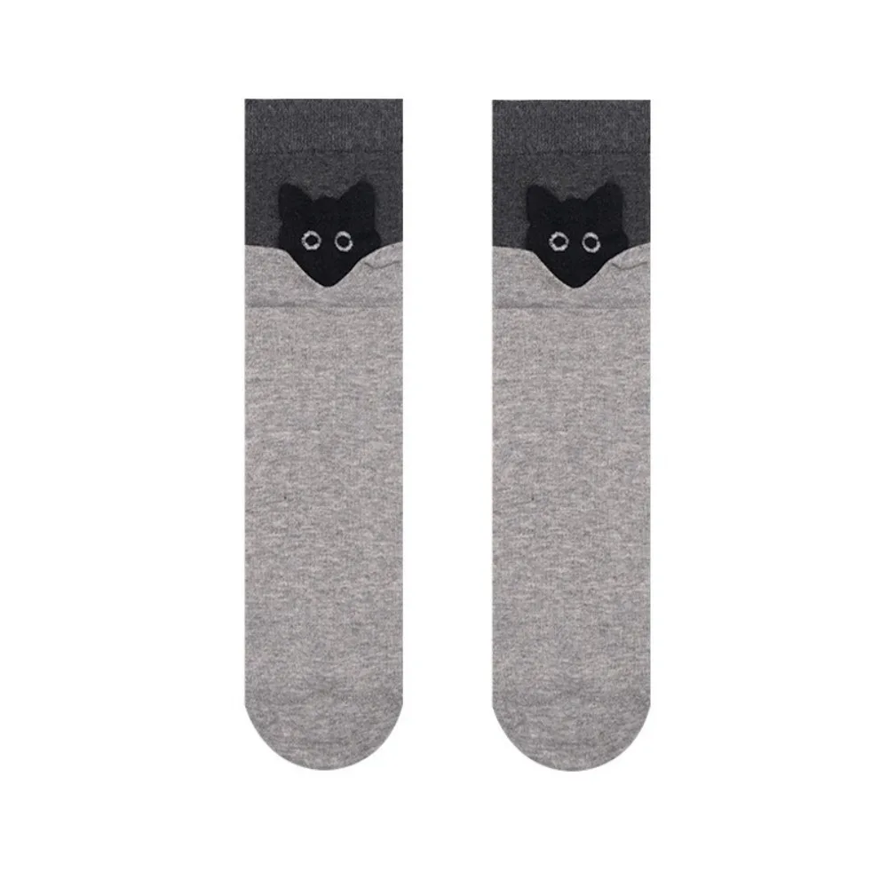 

Comfortable Cat Cotton Socks Breathable Sweat Absorbing Mid Tube Socks Cartoon Couples Sock for Women Girls