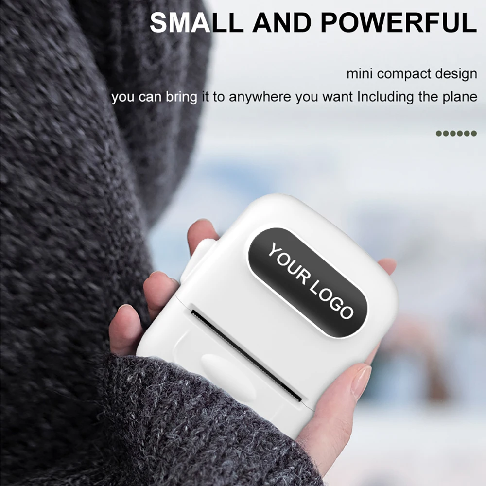 شعار بطاقة فاتورة عالي الجودة لآلة السعر، ملصق لاصق باركود حراري صغير، طابعة صغيرة محمولة للهاتف