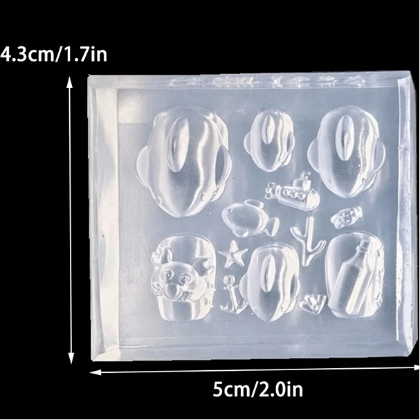 Summer Sea Starfish Fish Diy Silicone Manicure Nail Art Decorations Mold 1pcs Sea Shark Crab 3d Silicone Transparent Nail Mold