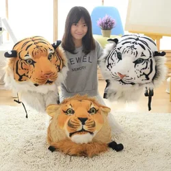 Simulation Animal Tiger Head Backpack Shoulder Bag Satchel Schoolbag Package Plush Toy Stuffed Doll Wild Nature Girl Boy Gift