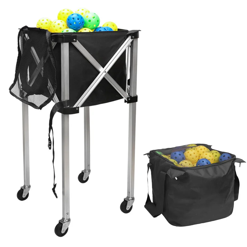 Foldable Pickleball Coach Car Large Capacity Pickleball Collection Cart Movable Pickleballs Picker Durable Sports Accessories