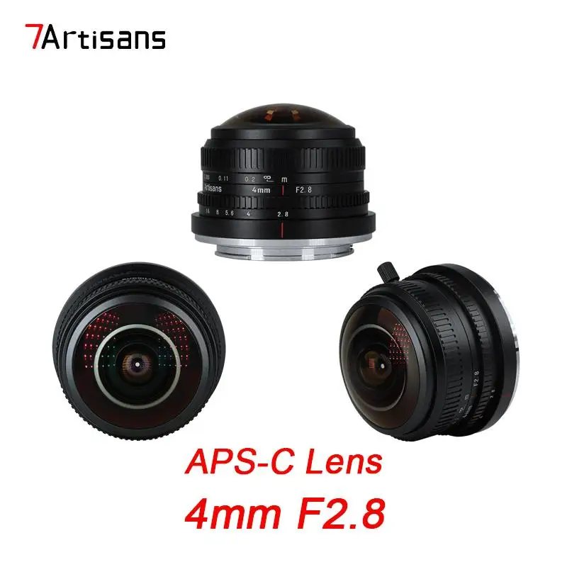 7Artisans 4mm F2.8 M43 Frame Ultra-wide Angle Circular Fisheye Prime Lens For Sony E Fujix Micro 4/3 Canon EOS-M